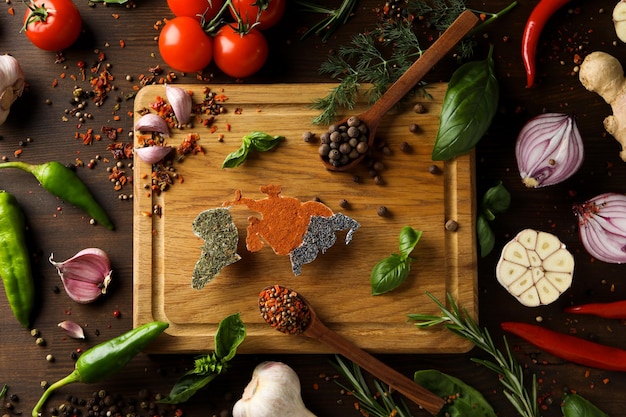 Kawałki warzyw i przypraw